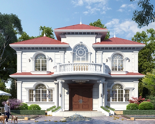 AT2922時(shí)尚奢華帶堂屋二層法式風(fēng)格小別墅全套建筑設(shè)計(jì)施工圖紙14.5x15M