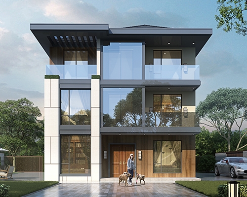 永云AT2950現(xiàn)代簡約風復式樓三層別墅設計建筑施工圖紙10.5x15M