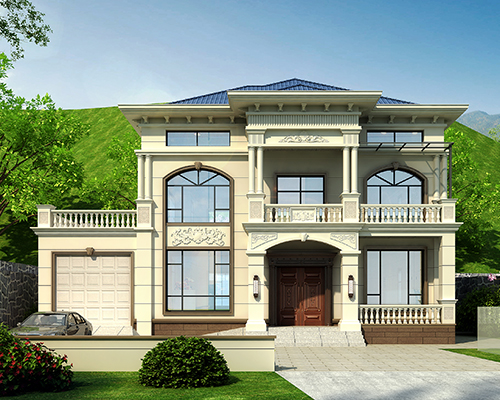 簡歐式兩層半帶車庫帶閣樓農(nóng)村自建別墅房屋設(shè)計圖紙#AT2973