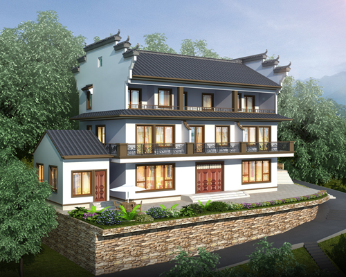 【實(shí)地設(shè)計(jì)】南昌市月亮灣三兄弟合建徽派中式房屋效果欣賞